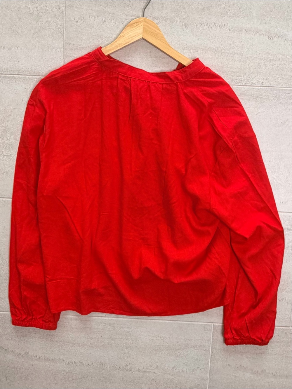 UP2 Fashion Red EcoVero Linen Blend Tassel Tie Blouse Top L NWT - Picture 8 of 10